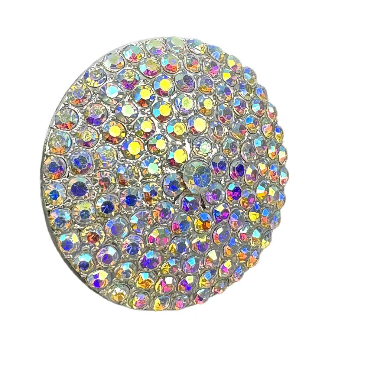 Cross-border explosions AB color geometric round ring high-end feeling full of diamond fashion living ring niche all-match accessories women