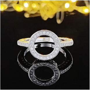 Amazon Supply Hot Selling Creative Irregular Geometric Hollow Women's Aaa Zircon Ring in stock R4875