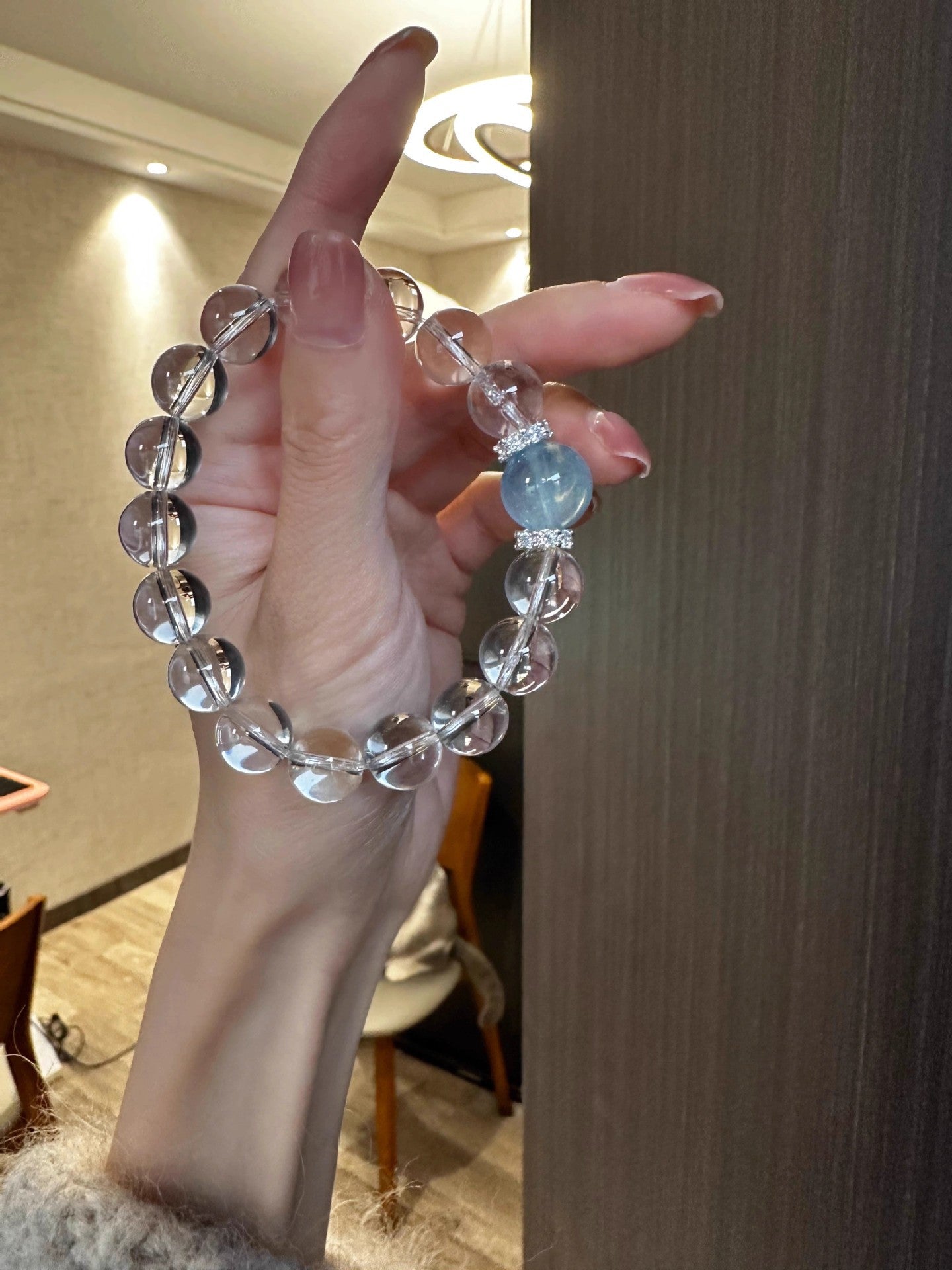 Natural Aquamarine White Crystal Bracelet for Women, New Hot Style, Light Luxury, Niche and High-End, Valentine's Day Gift for Girlfriend