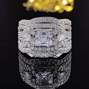 Chinese Valentine's Day Fashionable Two-Piece Set Light Luxury Women's Combination Ring Couple Rings R5402-R6169