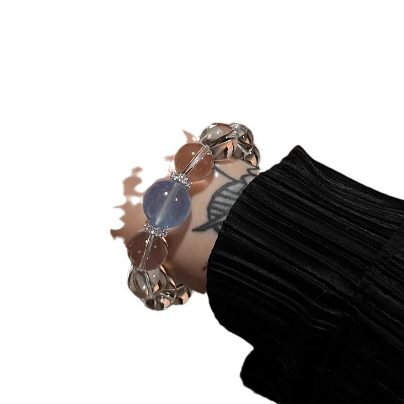 Natural Aquamarine White Crystal Bracelet for Women, New Hot Style, Light Luxury, Niche and High-End, Valentine's Day Gift for Girlfriend
