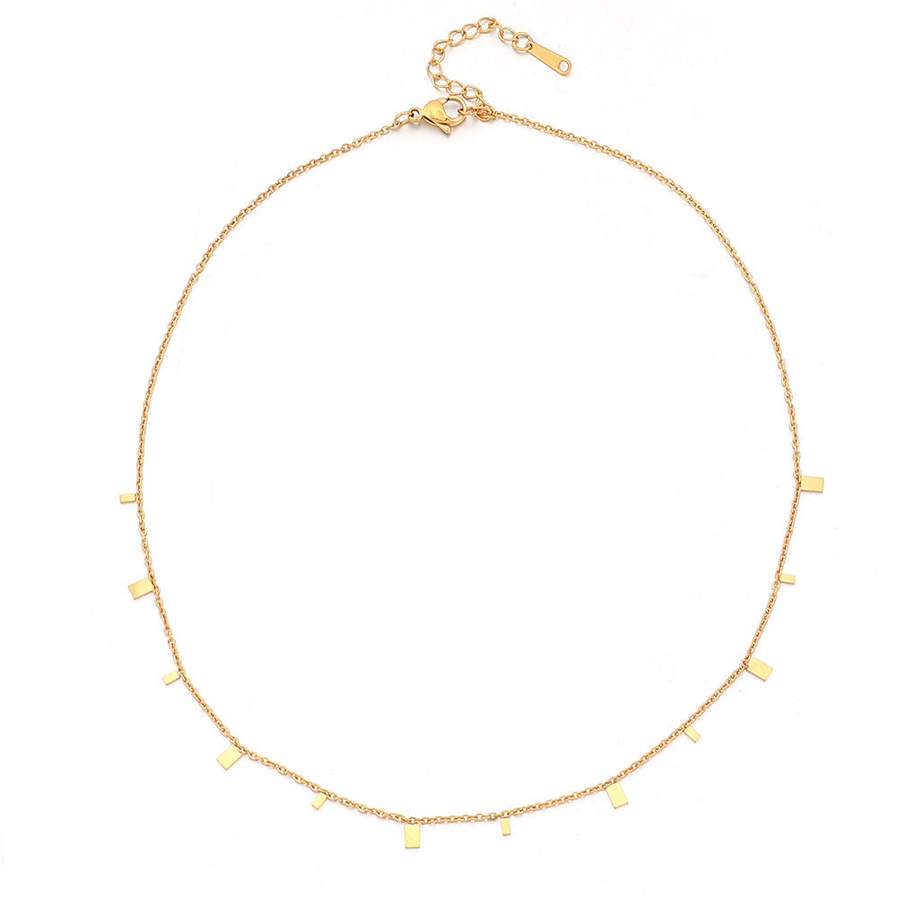 Lishan Versatile Bowknot Accessories Titanium Steel Metal Chain Series Layered Natural Stone Necklace Clavicle Chain for Women