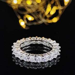 Luxury multi-row 3A zircon micro-inlaid full diamond ring eternal ring jewelry phantom r4575
