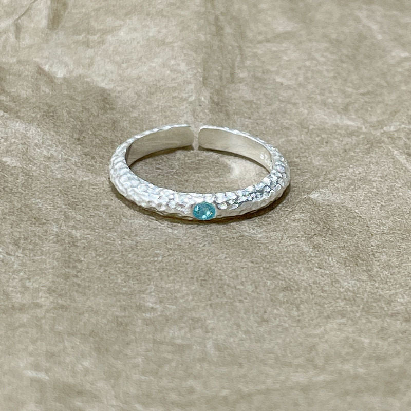 Niche Exquisite Royal Blue Zircon Ring Women's Fashion Distinctive Light Luxury All-match High-end Sense Stacked Open Finger Ring