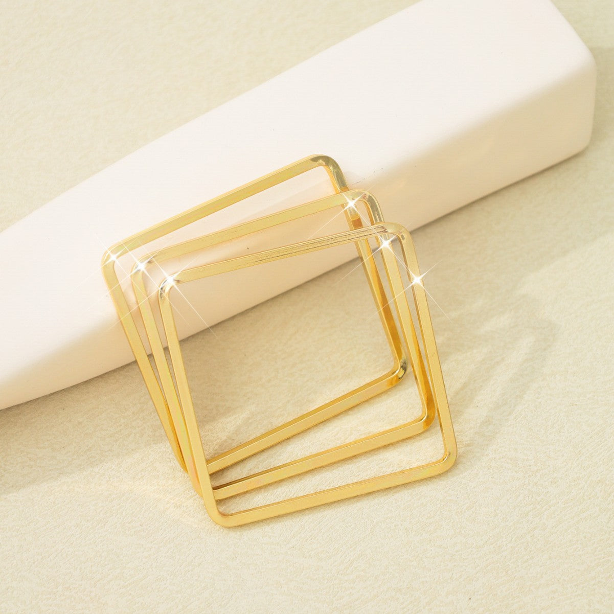 3-Piece Set of European and American Fashion Simple Stylish Generous Elegant Line Square Metal Bracelet Female Wholesale