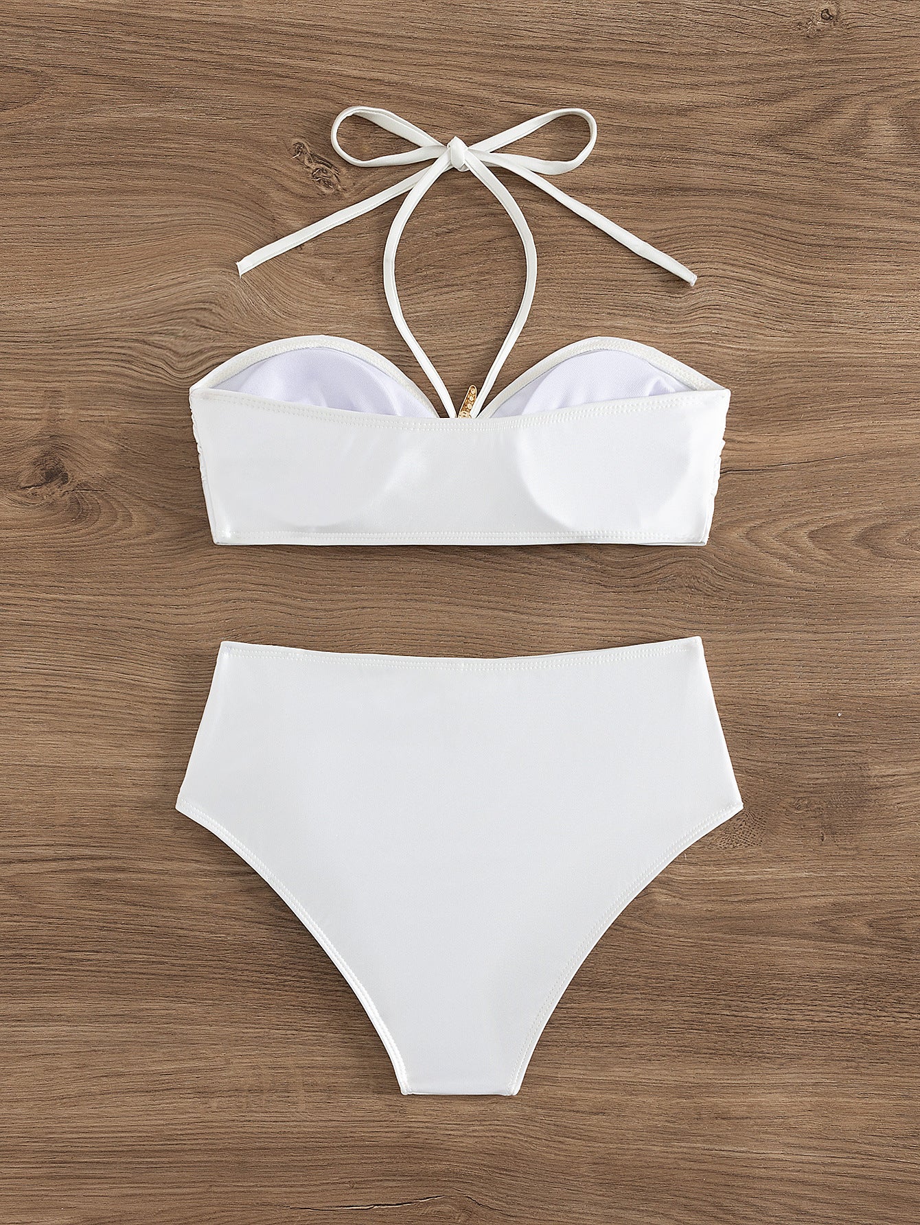 2025 New European and American Women's Swimwear Solid Color Starfish Sexy Bikini Lace-up Tube Top High Waist Foreign Trade Swimwear