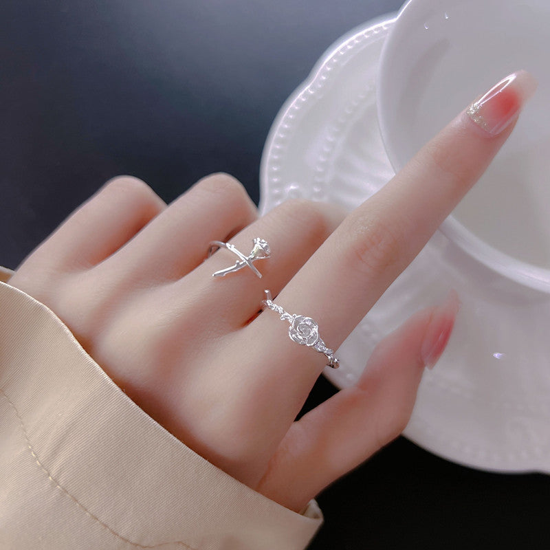 Thorn Rose Ring Women's ins Niche Design High-end Light Luxury Plain Silver Exquisite Sweet Adjustable Diet Ring