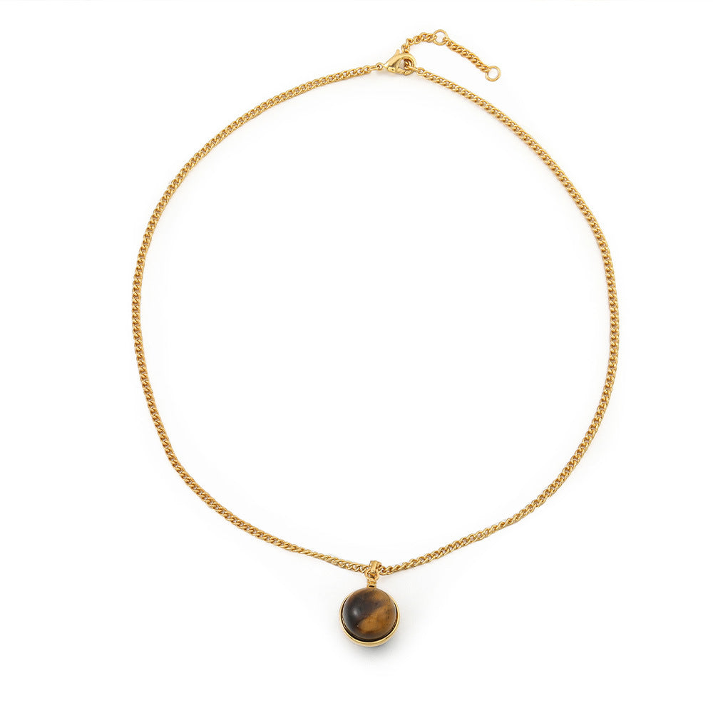 Lishan Versatile Bowknot Accessories Titanium Steel Metal Chain Series Layered Natural Stone Necklace Clavicle Chain for Women