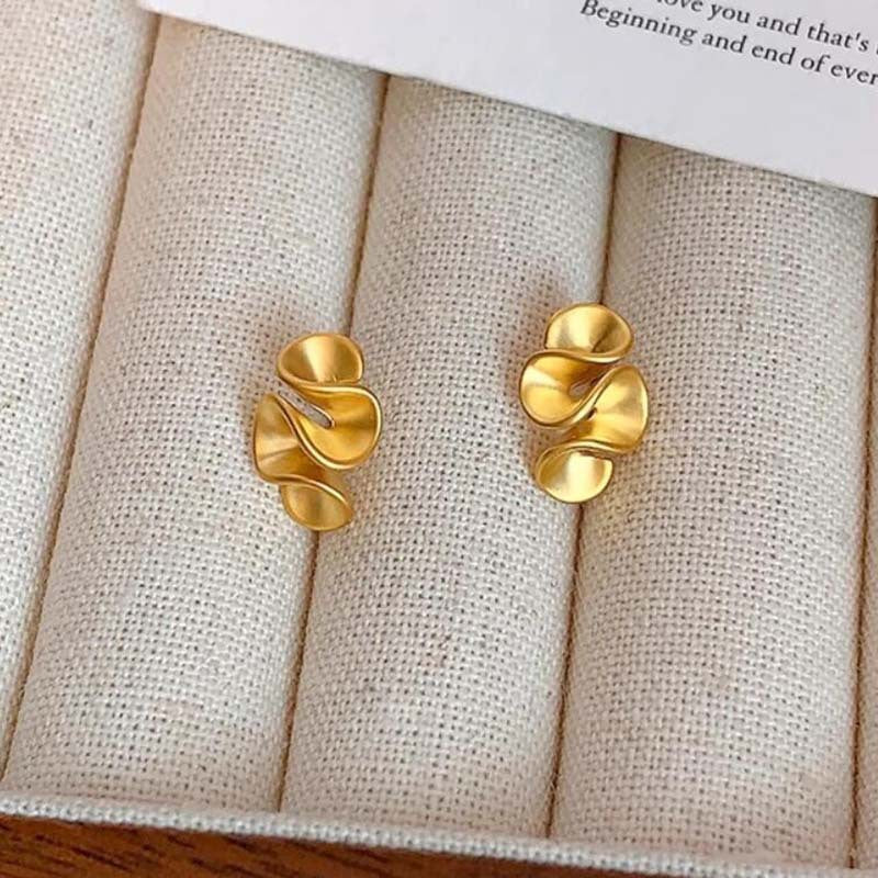 Dumb Golden Earrings Light Luxury High-end Atmospheric 2025 New Explosive Earrings Design Niche Unique Earrings for Women