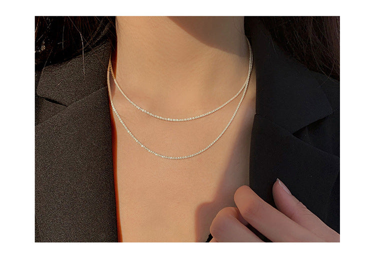 Sparkling Necklace Women's Light Luxury Niche Lockbone Chain New High-end Star Necklace Chain Simple Accessories