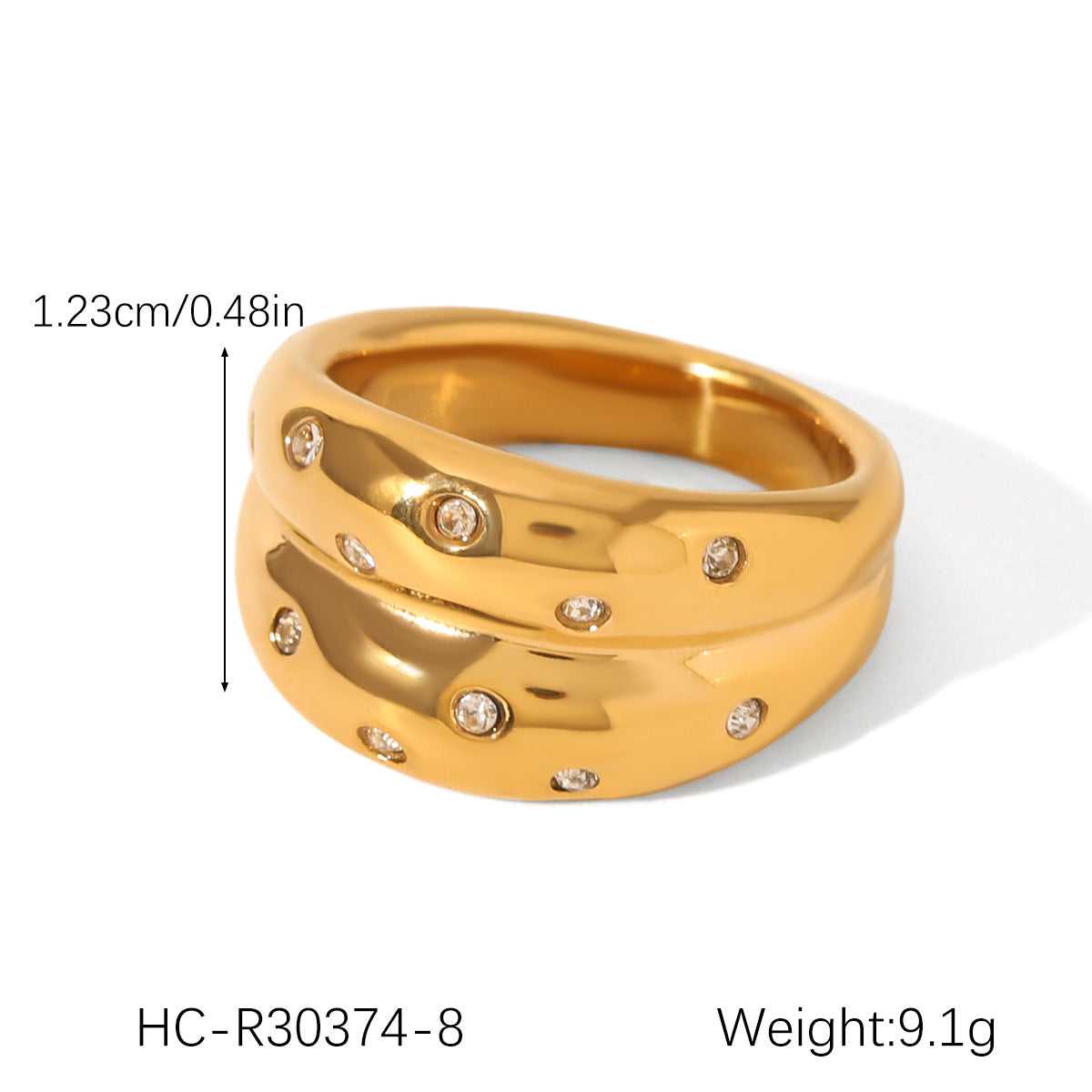 European and American stainless steel shell opening ring inlaid white shell ring women's non-fading ring high-level color matching jewelry