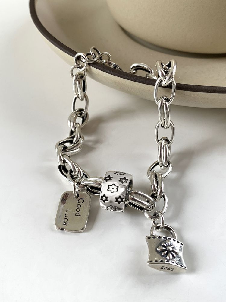 Six-pointed Star Old 925 Sterling Silver Bracelet Women's Autumn and Winter 2025 New Ins Niche Design Cold Style Couple Bracelet