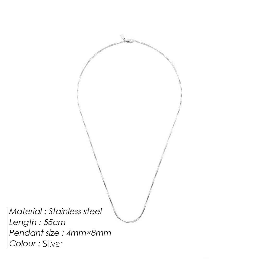 Cross-border New Entry Luxury Stainless Steel Box Chain Necklace Clavicle Chain Personalized Trendy Personalized All-match Jewelry