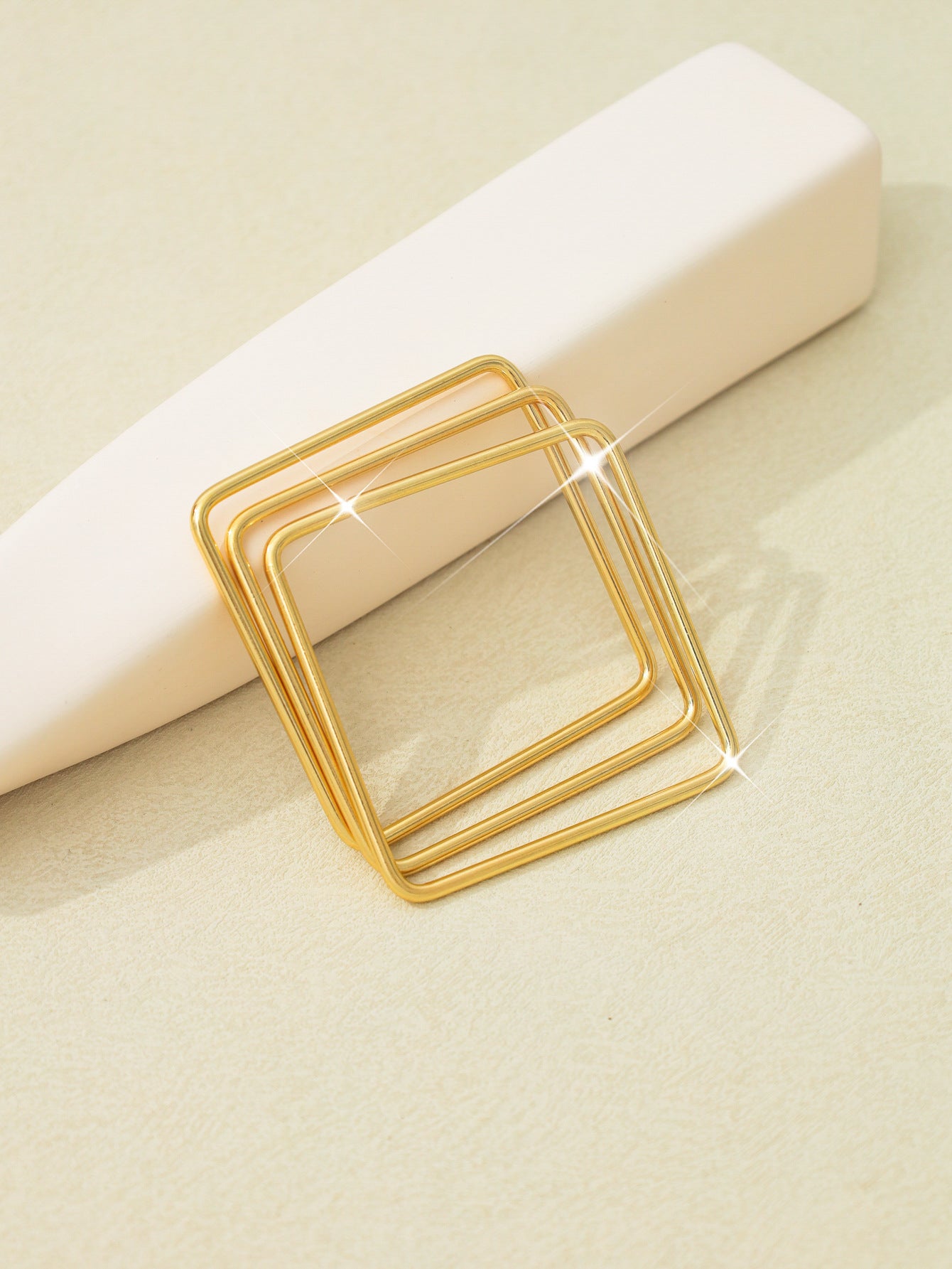 3-Piece Set of European and American Fashion Simple Stylish Generous Elegant Line Square Metal Bracelet Female Wholesale