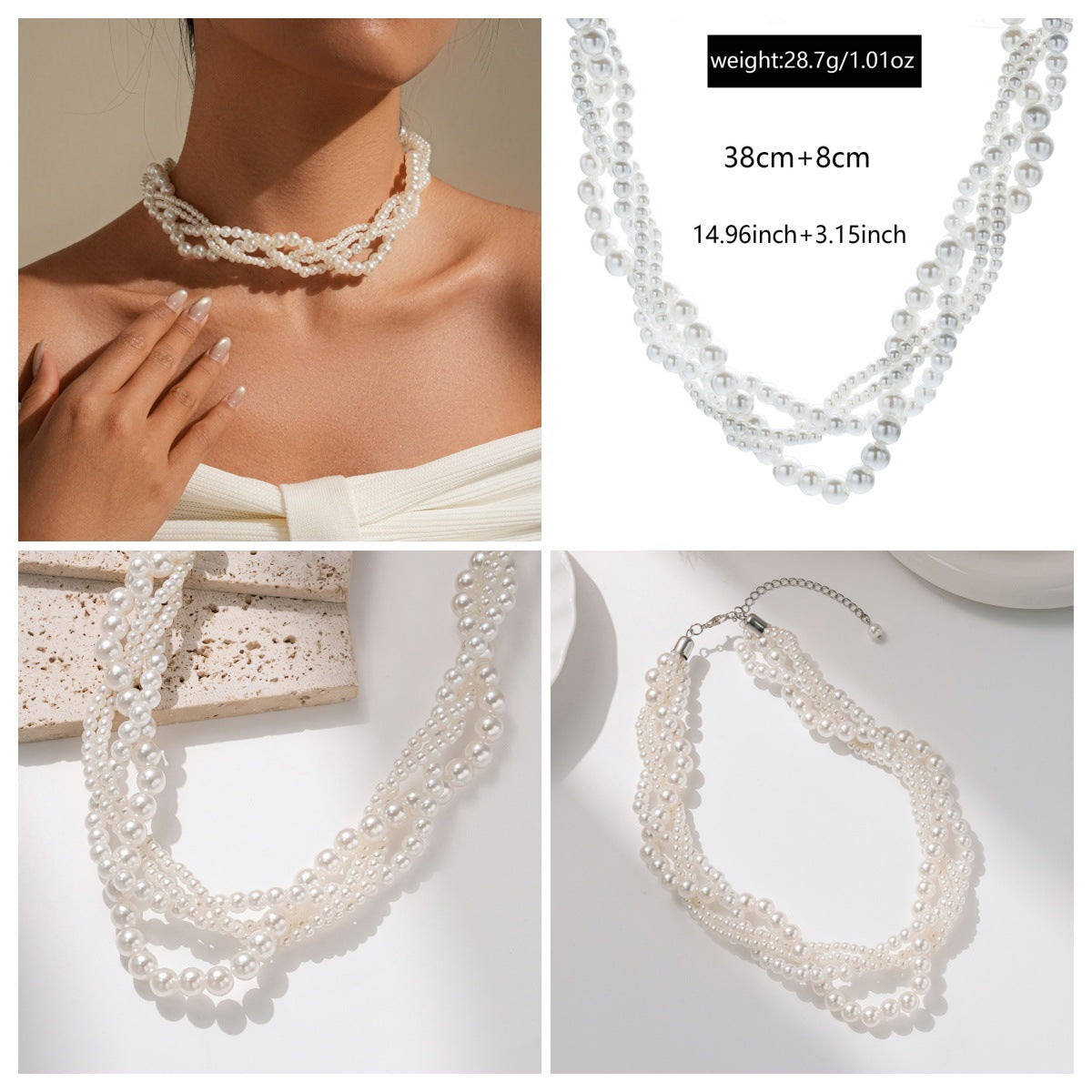Imitation Pearl Necklace Wholesale European and American Cross-Border Fashion Retro Jewelry Women's Accessible Luxury Niche High-End Choker Necklace
