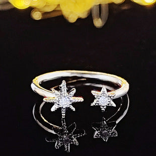 Amazon Supply Hot Selling Creative Irregular Geometric Hollow Women's Aaa Zircon Ring in stock R4875