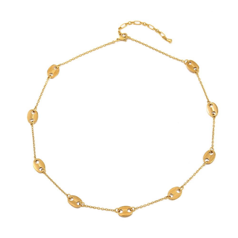 Lishan Versatile Bowknot Accessories Titanium Steel Metal Chain Series Layered Natural Stone Necklace Clavicle Chain for Women
