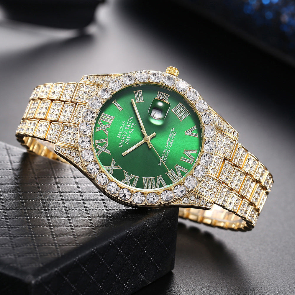 Women's 16-Piece Crystal Watch & Jewelry Set of Various Diamond-Encrusted Watches, Diamond-Shaped Cuban Bracelets and Necklaces