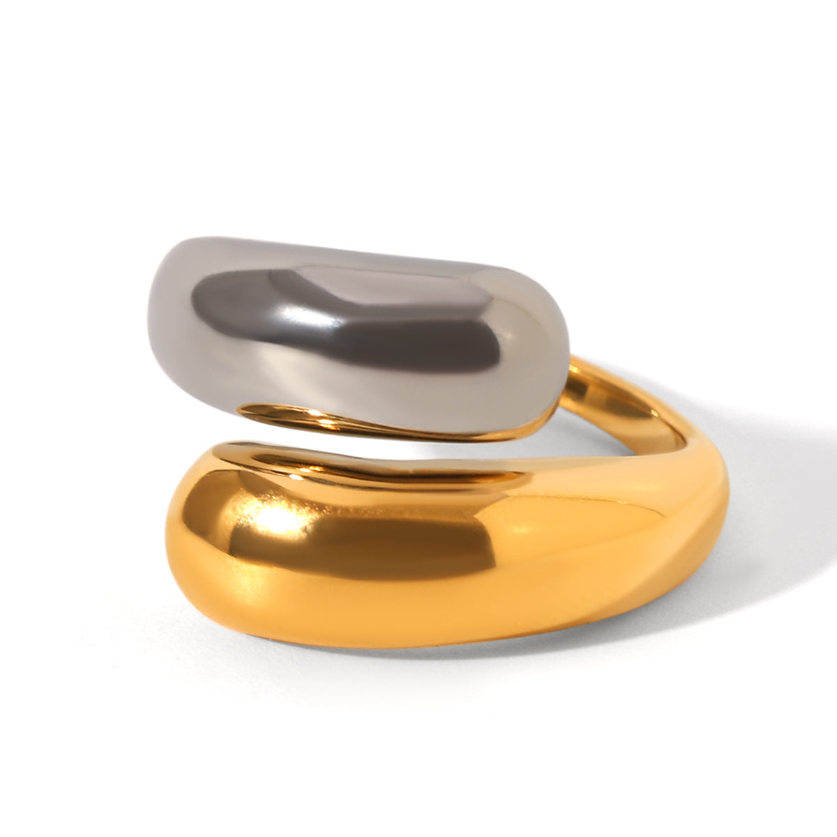 European and American stainless steel shell opening ring inlaid white shell ring women's non-fading ring high-level color matching jewelry