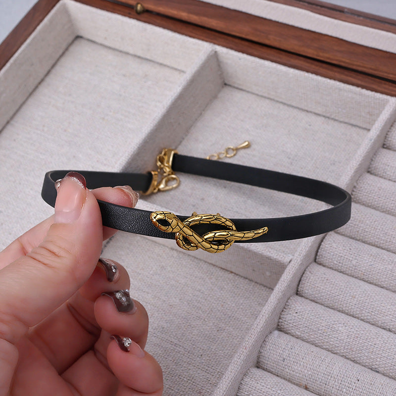 European and American Retro Exaggerated Stylish Snake Bone Snake-Shaped Necklace Accessible Luxury Elegant High-End Celebrity Catwalk Clavicle Chain Necklace