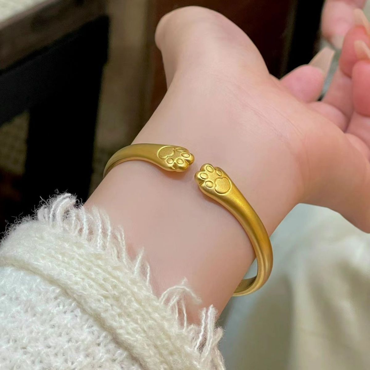 Cat Claw Bracelet Vietnam Shagin Ancient French Open Bracelet Kitty Claw Women's Pearl Nickel Fine Cat Claw Bracelet