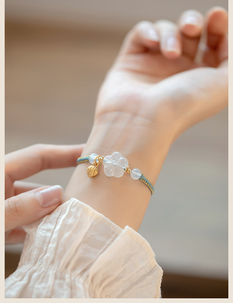 New Chinese Style Design Sense Plum Blossom Woven Bracelet Women's Chinese Style Adjustable Woven Hand Rope Gift Hand Woven Rope