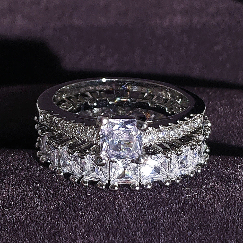 Chinese Valentine's Day Fashionable Two-Piece Set Light Luxury Women's Combination Ring Couple Rings R5402-R6169