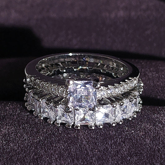 Chinese Valentine's Day Fashionable Two-Piece Set Light Luxury Women's Combination Ring Couple Rings R5402-R6169