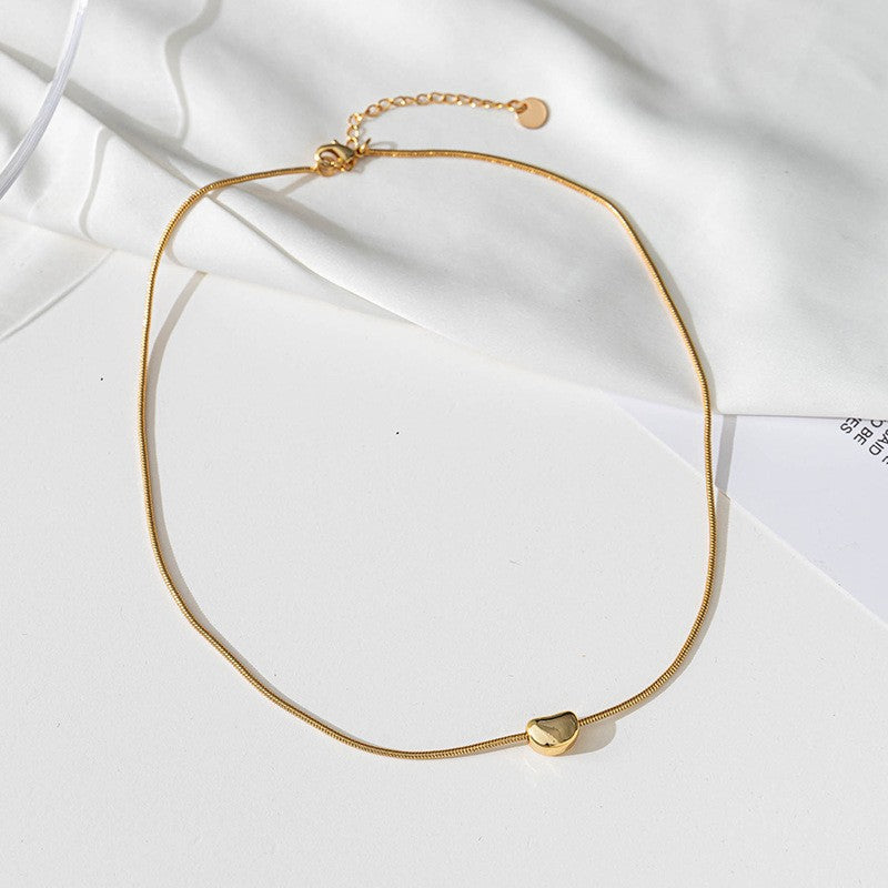 Lishan Versatile Bowknot Accessories Titanium Steel Metal Chain Series Layered Natural Stone Necklace Clavicle Chain for Women