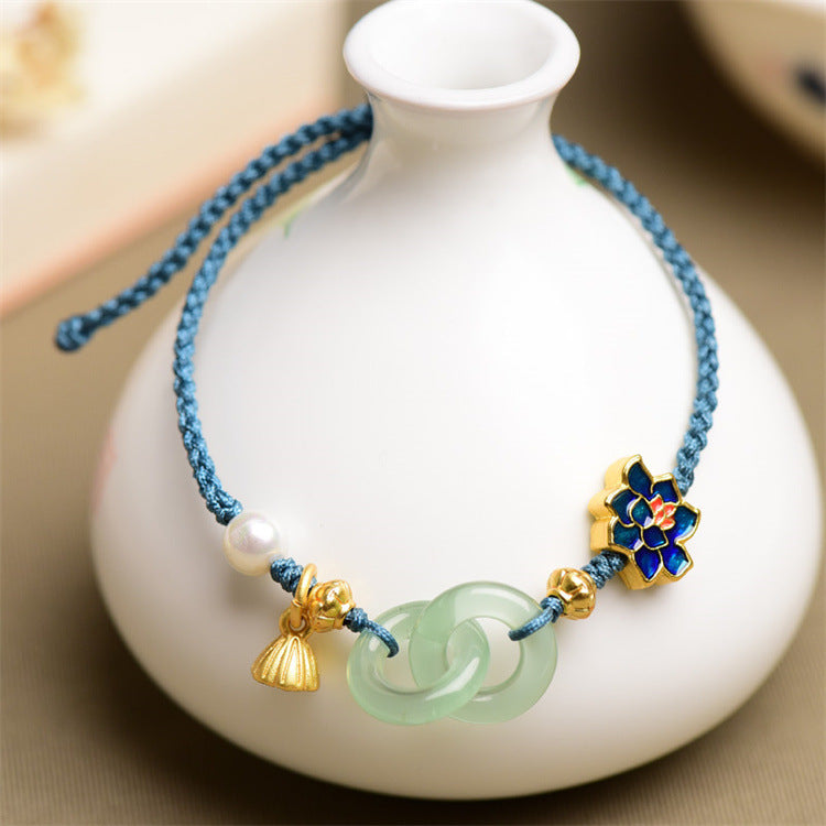 New Chinese Style Design Sense Plum Blossom Woven Bracelet Women's Chinese Style Adjustable Woven Hand Rope Gift Hand Woven Rope