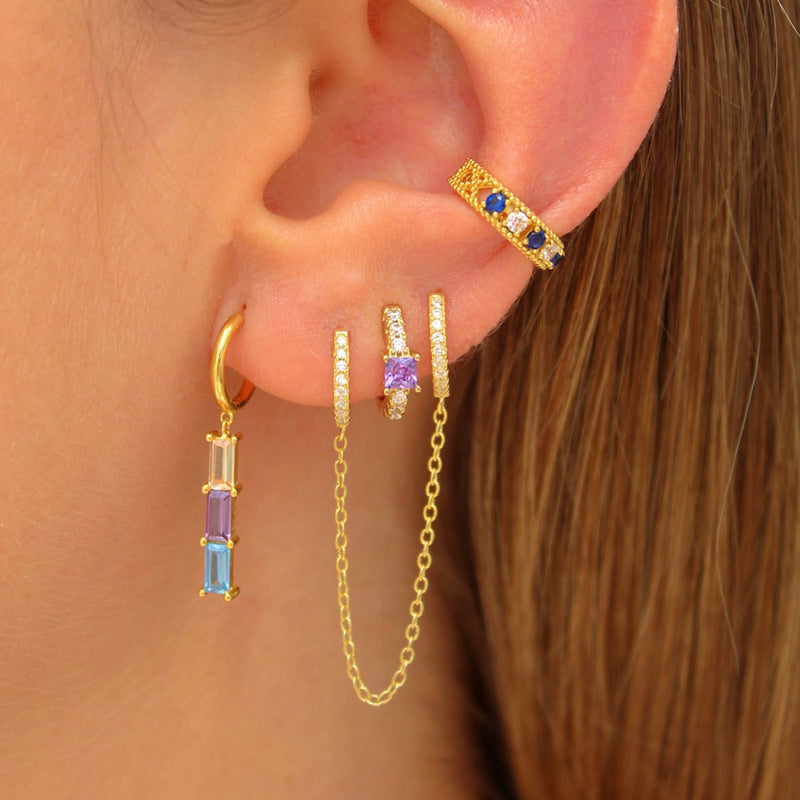 Europe and the United States cross-border luxury zircon earrings earrings fashion exquisite explosions ins wind earrings jewelry suit wholesale