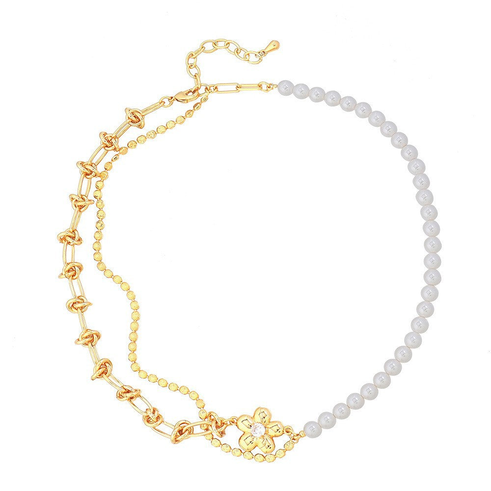 Lishan Versatile Bowknot Accessories Titanium Steel Metal Chain Series Layered Natural Stone Necklace Clavicle Chain for Women
