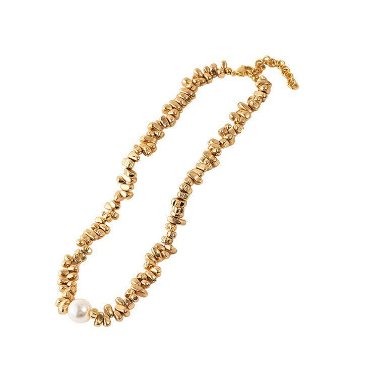 Lishan Versatile Bowknot Accessories Titanium Steel Metal Chain Series Layered Natural Stone Necklace Clavicle Chain for Women