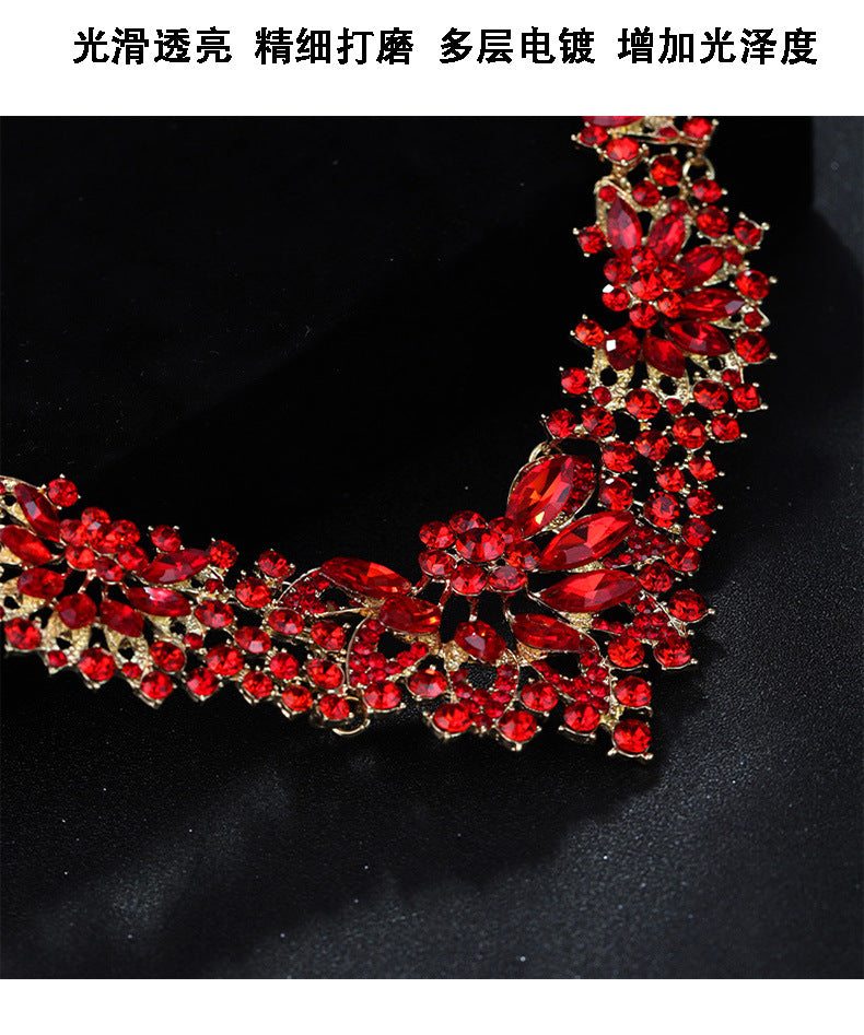 New Cross-border Exaggerated Retro Necklace suit Women Luxury Crystal Banquet Dress Accessories Collarbone Chain Factory Direct Sale