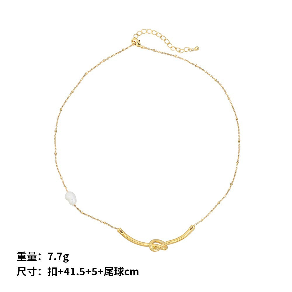 Lishan Versatile Bowknot Accessories Titanium Steel Metal Chain Series Layered Natural Stone Necklace Clavicle Chain for Women