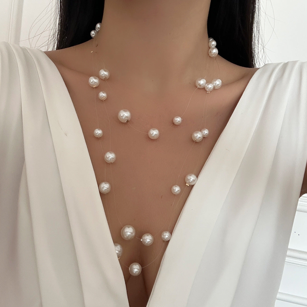 Imitation Pearl Necklace Wholesale European and American Cross-Border Fashion Retro Jewelry Women's Accessible Luxury Niche High-End Choker Necklace