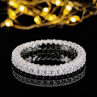 Luxury multi-row 3A zircon micro-inlaid full diamond ring eternal ring jewelry phantom r4575
