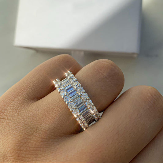 Luxury multi-row 3A zircon micro-inlaid full diamond ring eternal ring jewelry phantom r4575