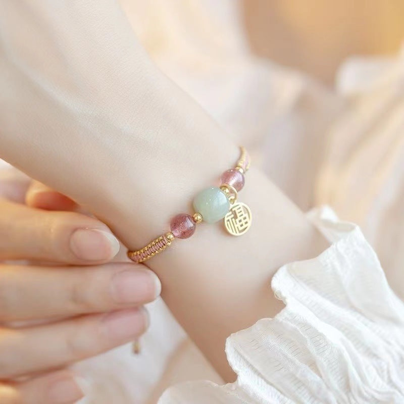 New Chinese Style Design Sense Plum Blossom Woven Bracelet Women's Chinese Style Adjustable Woven Hand Rope Gift Hand Woven Rope