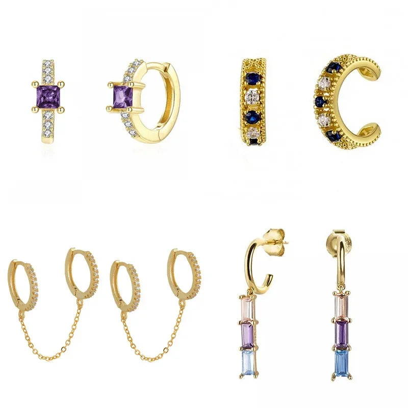 Europe and the United States cross-border luxury zircon earrings earrings fashion exquisite explosions ins wind earrings jewelry suit wholesale