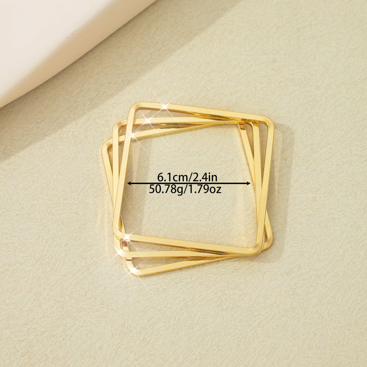 3-Piece Set of European and American Fashion Simple Stylish Generous Elegant Line Square Metal Bracelet Female Wholesale