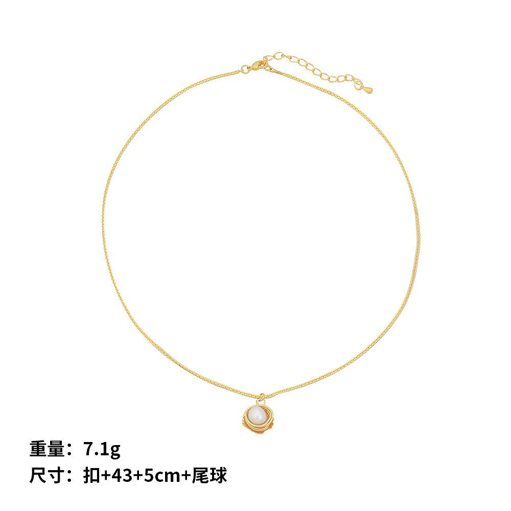 Lishan Versatile Bowknot Accessories Titanium Steel Metal Chain Series Layered Natural Stone Necklace Clavicle Chain for Women