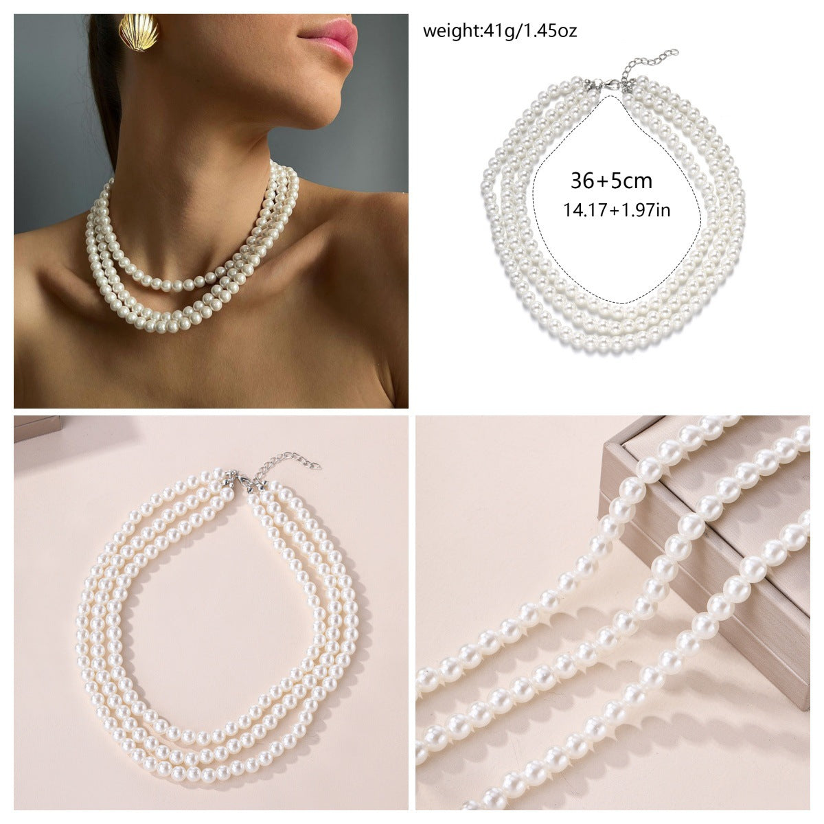 Imitation Pearl Necklace Wholesale European and American Cross-Border Fashion Retro Jewelry Women's Accessible Luxury Niche High-End Choker Necklace