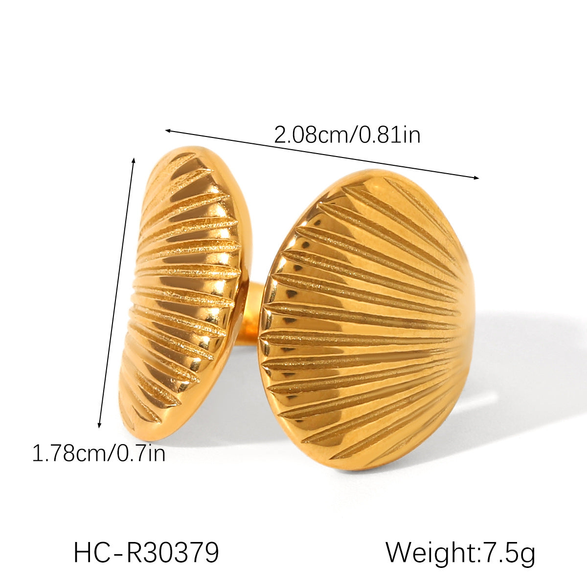 European and American stainless steel shell opening ring inlaid white shell ring women's non-fading ring high-level color matching jewelry