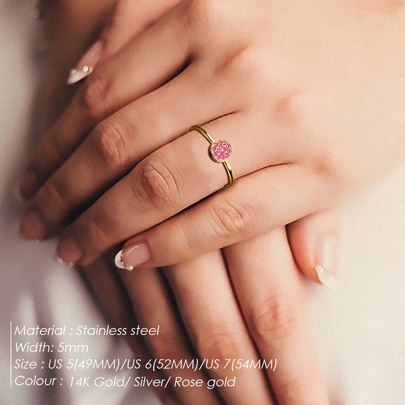 St.Delan Stainless Steel Full Diamond Ring Accessible Luxury Birthstone Ring Women's Titanium Steel Ring Cross-Border Jewelry Ring