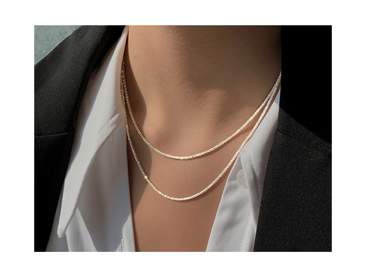 Sparkling Necklace Women's Light Luxury Niche Lockbone Chain New High-end Star Necklace Chain Simple Accessories