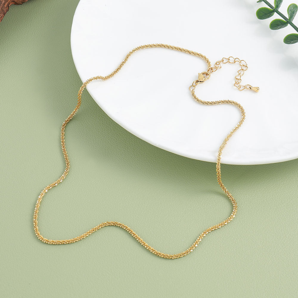 Lishan Versatile Bowknot Accessories Titanium Steel Metal Chain Series Layered Natural Stone Necklace Clavicle Chain for Women