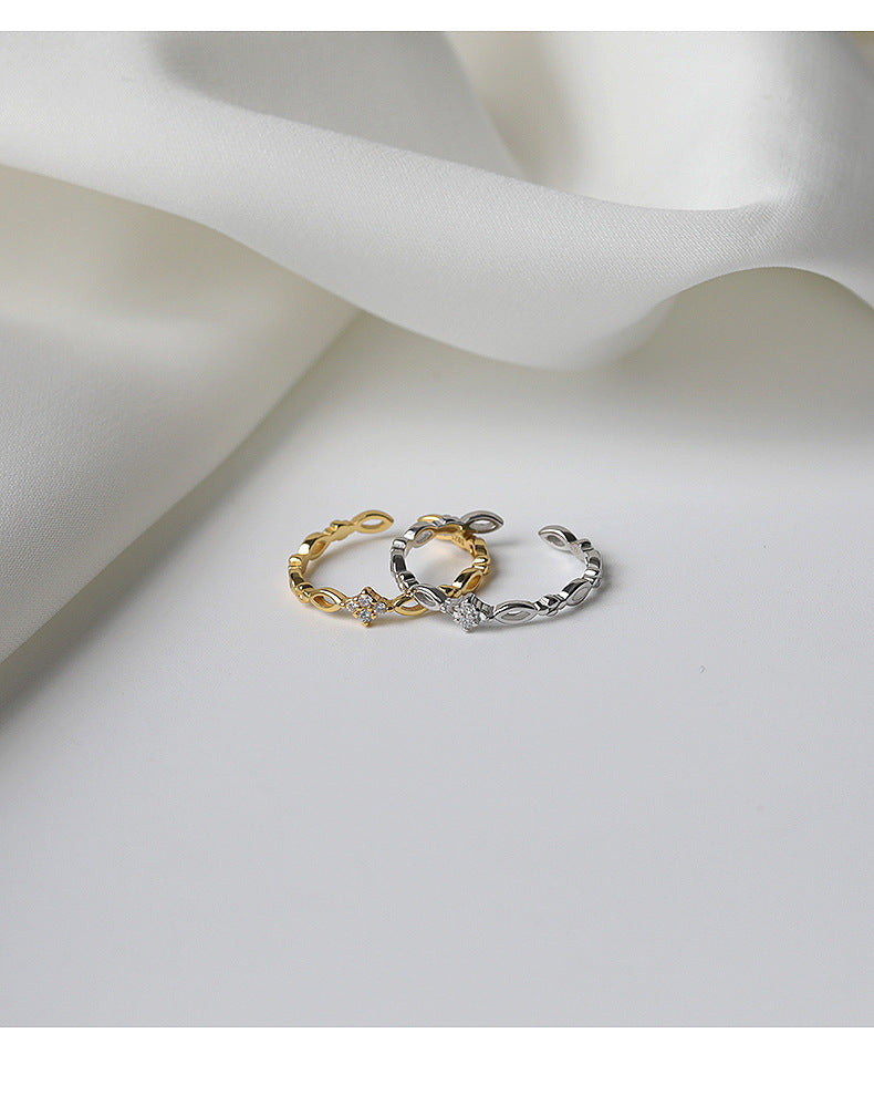 925 Silver Plated Fashion Distinctive Ring Women's Light Luxury Ins Simple Niche Design Ring Adjustable Opening of Index Finger