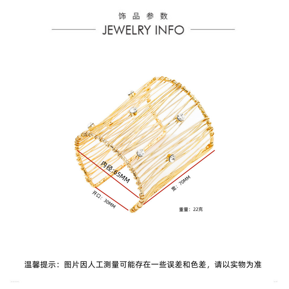 European and American Cross-border Trend Exaggerated Geometric Opening Wide Bracelet Women's Ins Simple Distinctive Winding Exquisite Fashion Handpiece