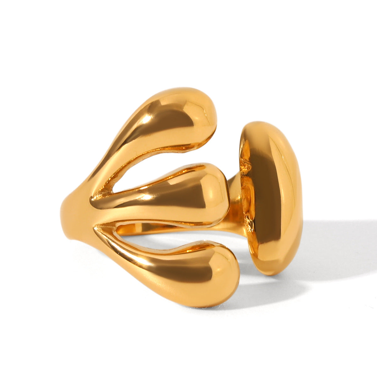 European and American stainless steel shell opening ring inlaid white shell ring women's non-fading ring high-level color matching jewelry
